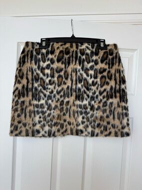 H&M Leopard Print Faux Fur Mini Skirt